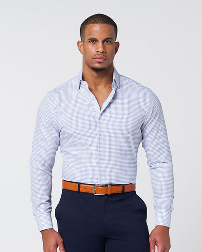 State & Liberty - "The Baxter" Blue Mini Line Patterned Windowpane