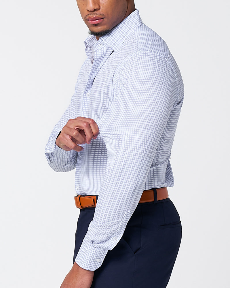 State & Liberty - "The Baxter" Blue Mini Line Patterned Windowpane