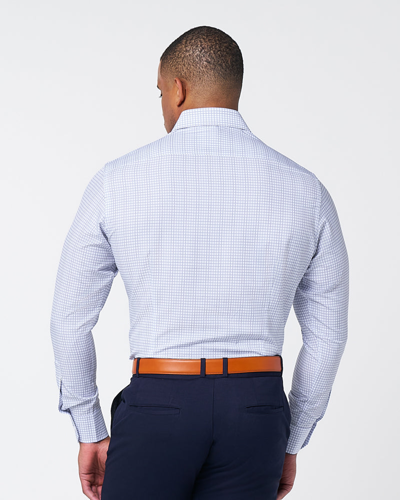 State & Liberty - "The Baxter" Blue Mini Line Patterned Windowpane