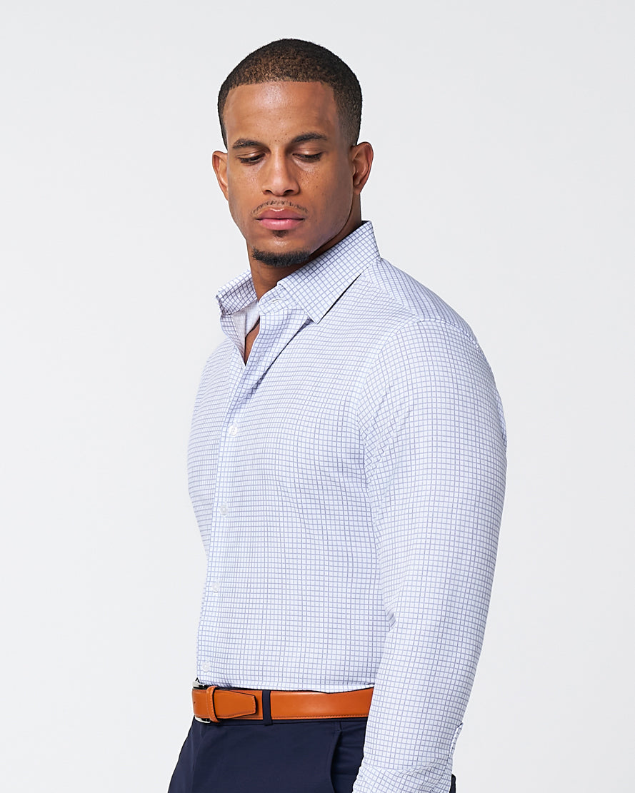 State & Liberty - "The Baxter" Blue Mini Line Patterned Windowpane