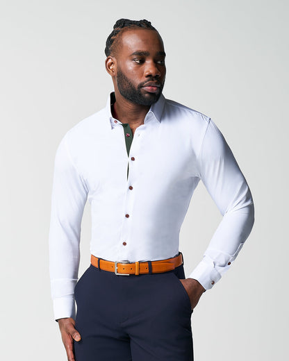 State & Liberty - "The Smokey" Solid White With Olive Accents