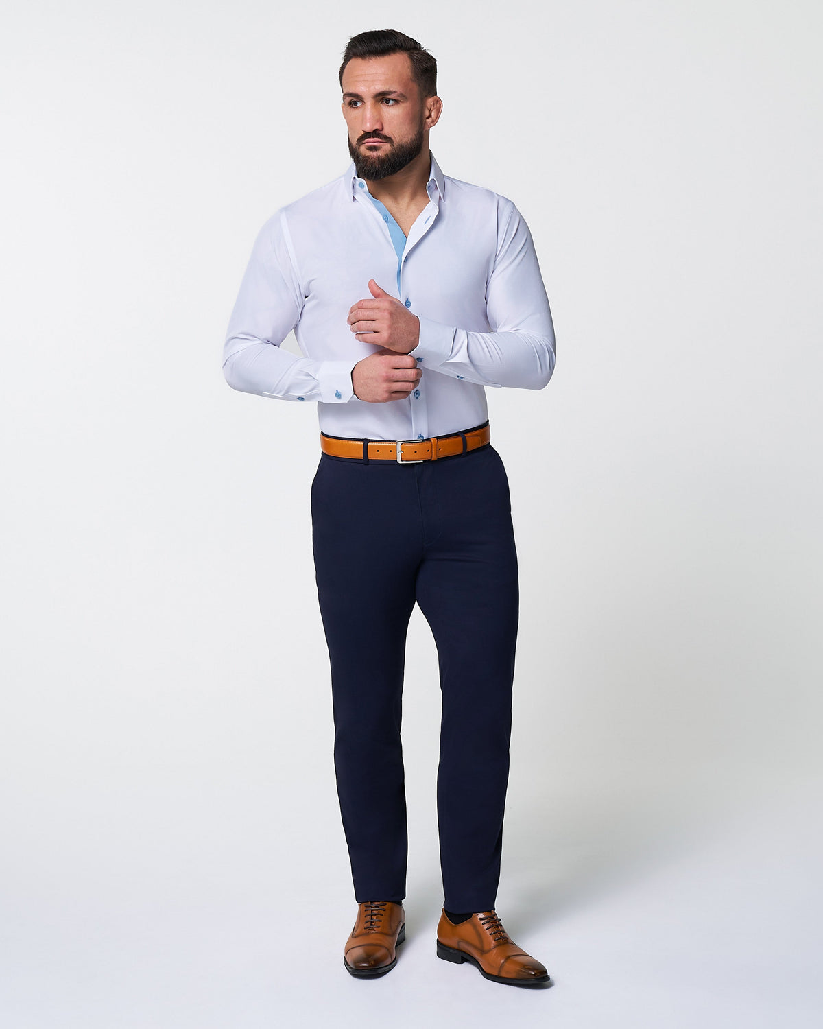 State & Liberty - "The Briggs" Solid White with Light Blue Accents