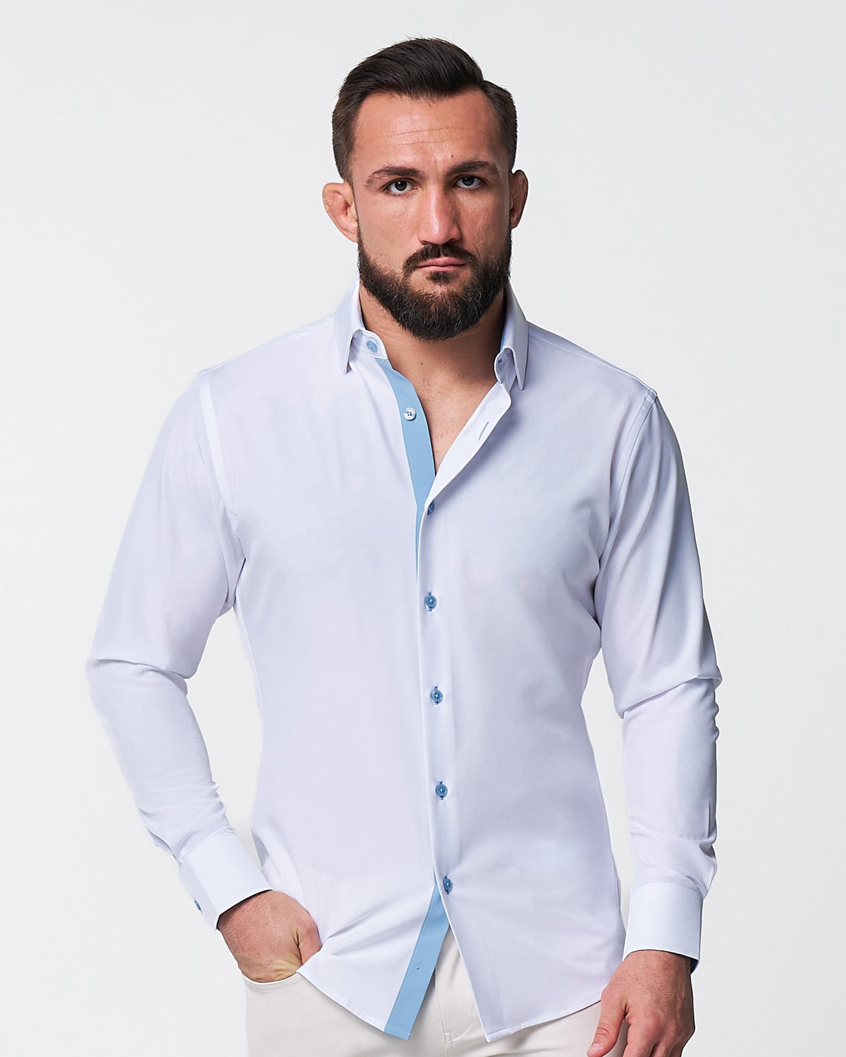 State & Liberty - "The Briggs" Solid White with Light Blue Accents