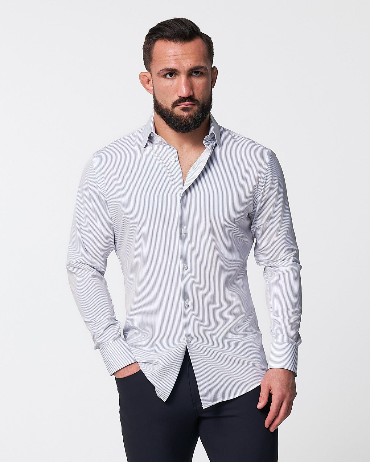State & Liberty - "The Wylder" Charcoal Chalked Pinstripe