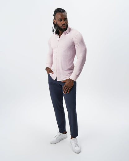 State & Liberty - "The Portland" Sport Shirt - Light Pink with Light Blue Mini Check
