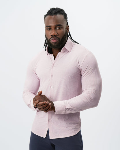 State & Liberty - "The Portland" Sport Shirt - Light Pink with Light Blue Mini Check