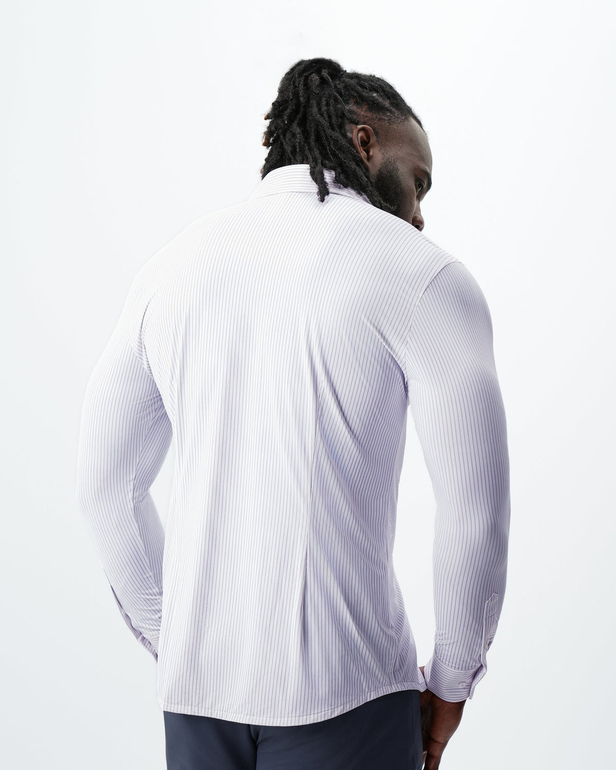 State & Liberty - "The Arlington" Sport Shirt - White with Lilac Stripe