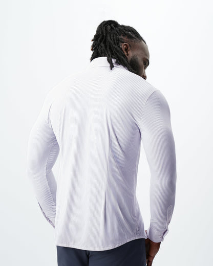 State & Liberty - "The Arlington" Sport Shirt - White with Lilac Stripe