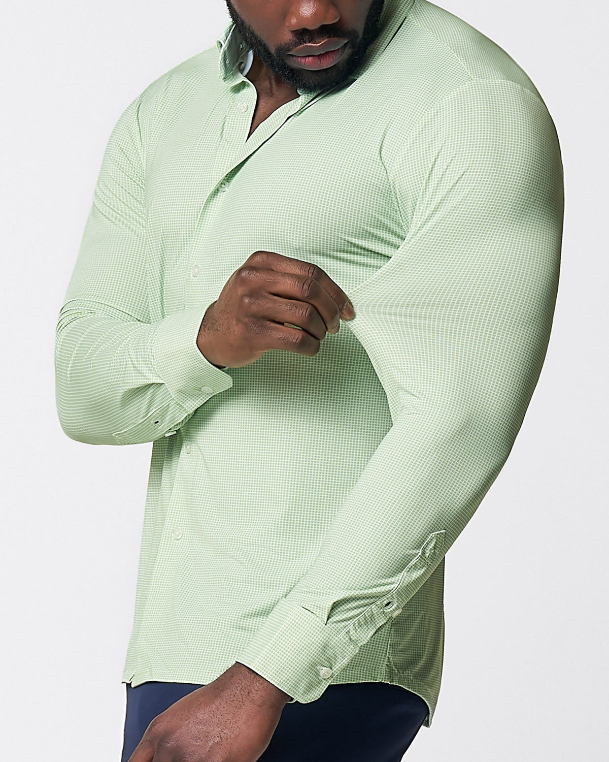 State & Liberty - "The Labonte" Sport Shirt - Green & Turquoise Mini Check