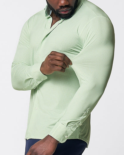 State & Liberty - "The Labonte" Sport Shirt - Green & Turquoise Mini Check