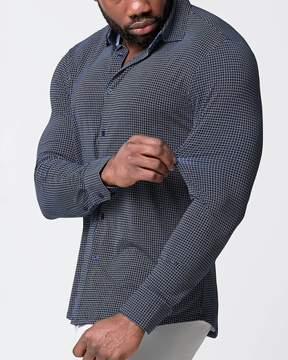 State & Liberty - "The Eisenhower" Sport Shirt - Navy With White Grid