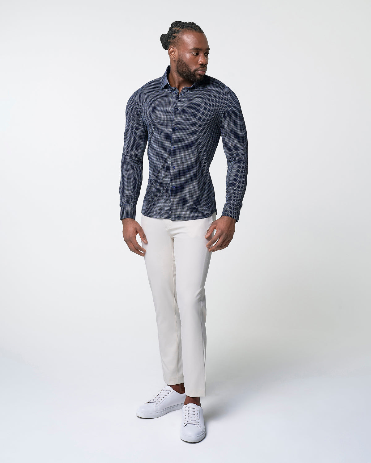 State & Liberty - "The Eisenhower" Sport Shirt - Navy With White Grid