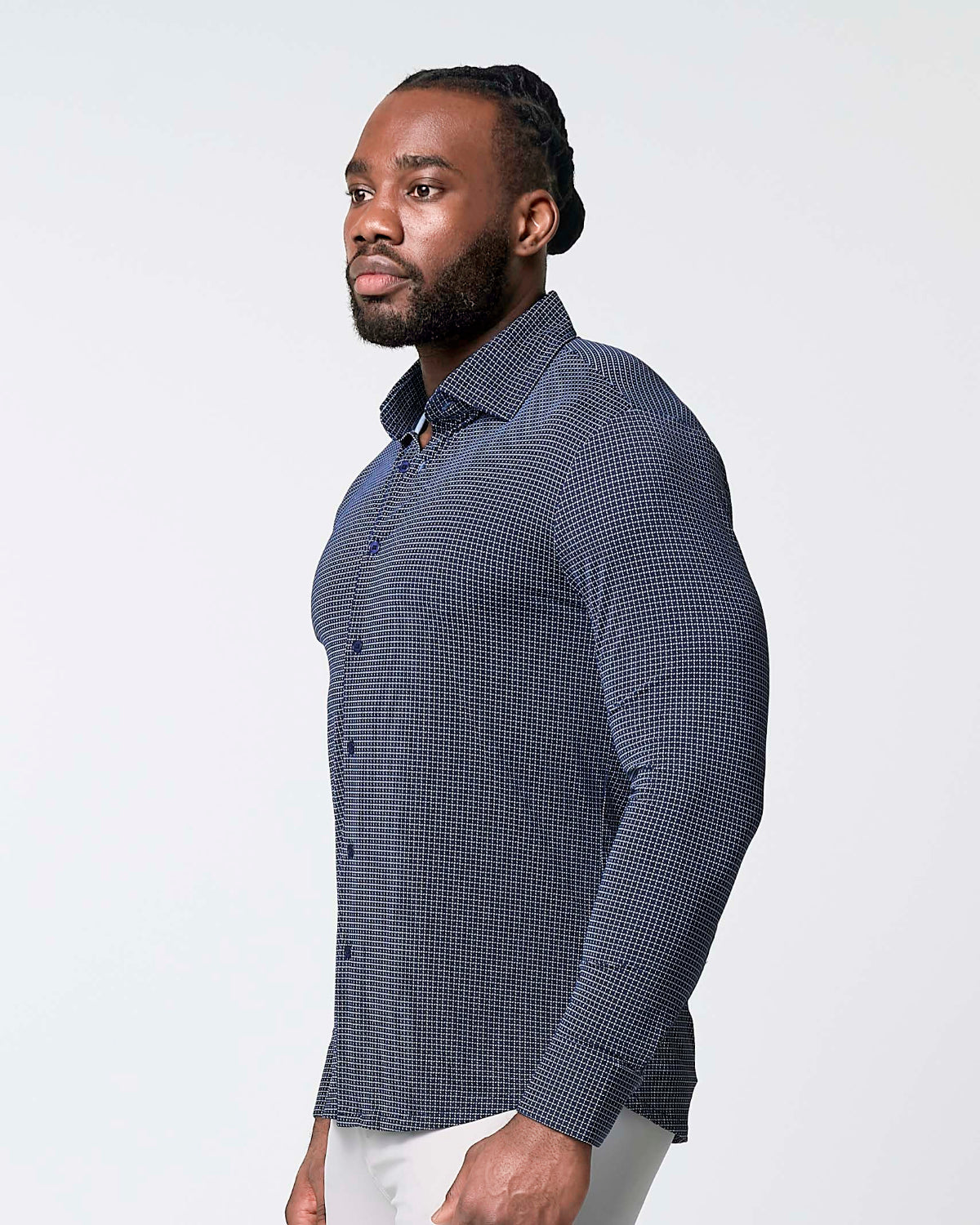 State & Liberty - "The Eisenhower" Sport Shirt - Navy With White Grid
