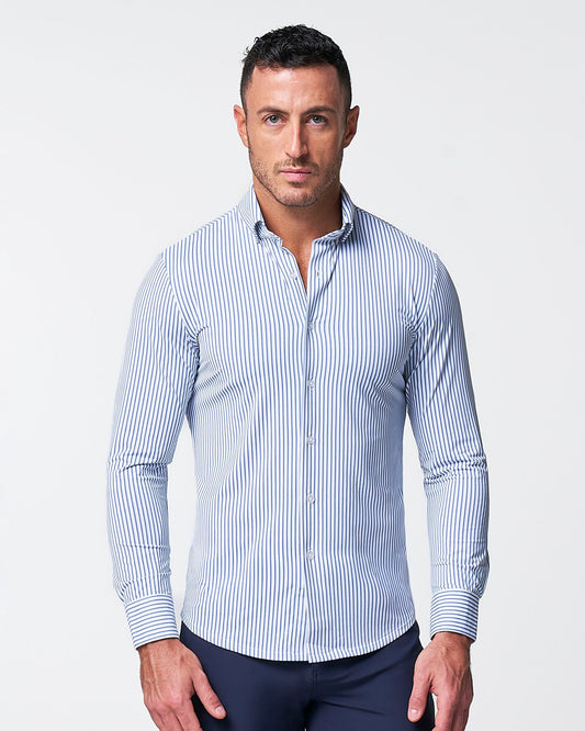 State & Liberty - "The Wilfred" Sport Shirt - Blue & White Striped