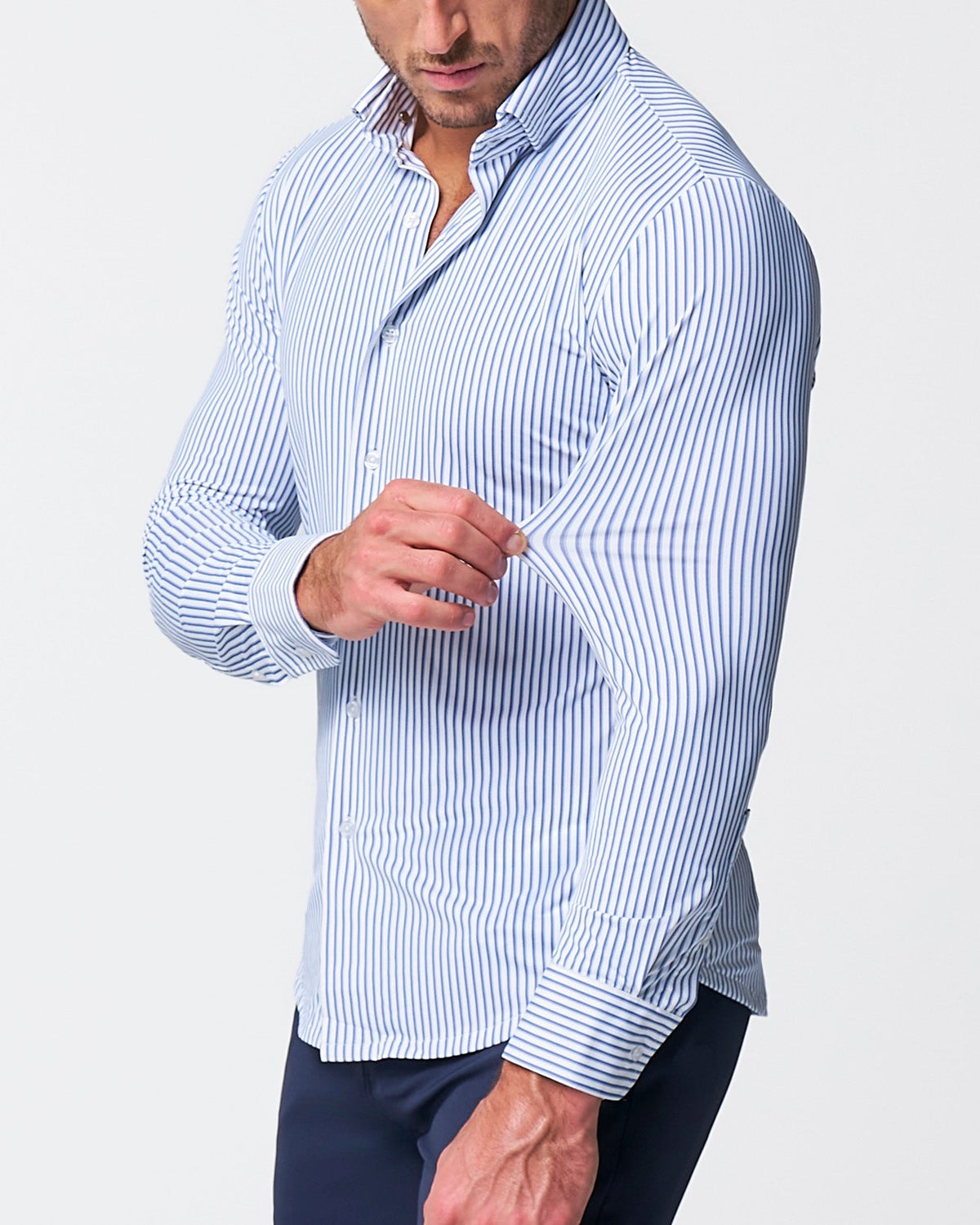 State & Liberty - "The Wilfred" Sport Shirt - Blue & White Striped