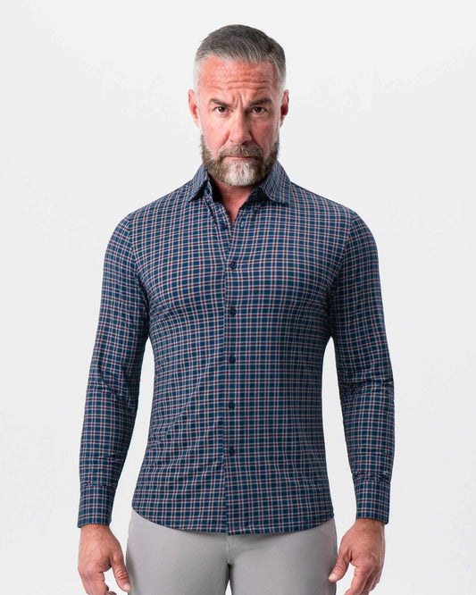 State & Liberty - "The Spencer" Sport Shirt - Maroon, Navy, & White Plaid