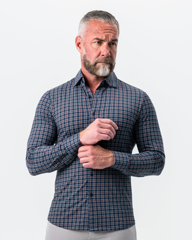 State & Liberty - "The Spencer" Sport Shirt - Maroon, Navy, & White Plaid
