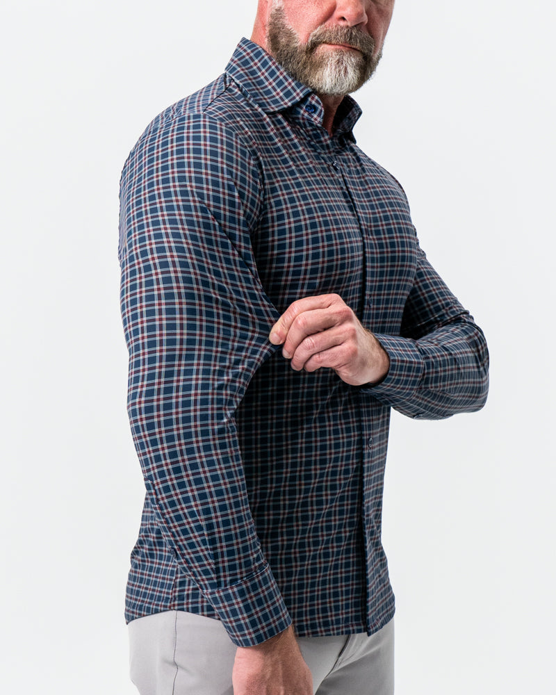 State & Liberty - "The Spencer" Sport Shirt - Maroon, Navy, & White Plaid