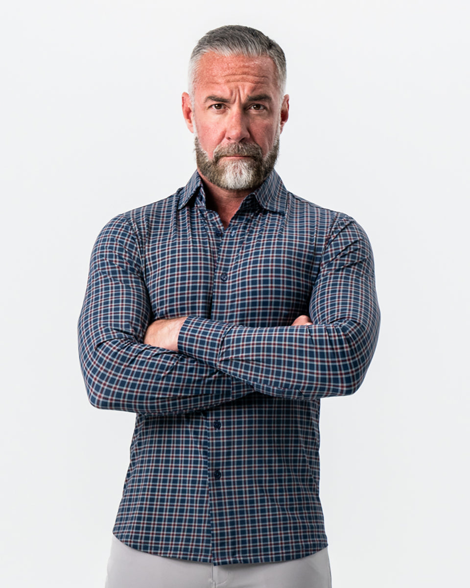 State & Liberty - "The Spencer" Sport Shirt - Maroon, Navy, & White Plaid