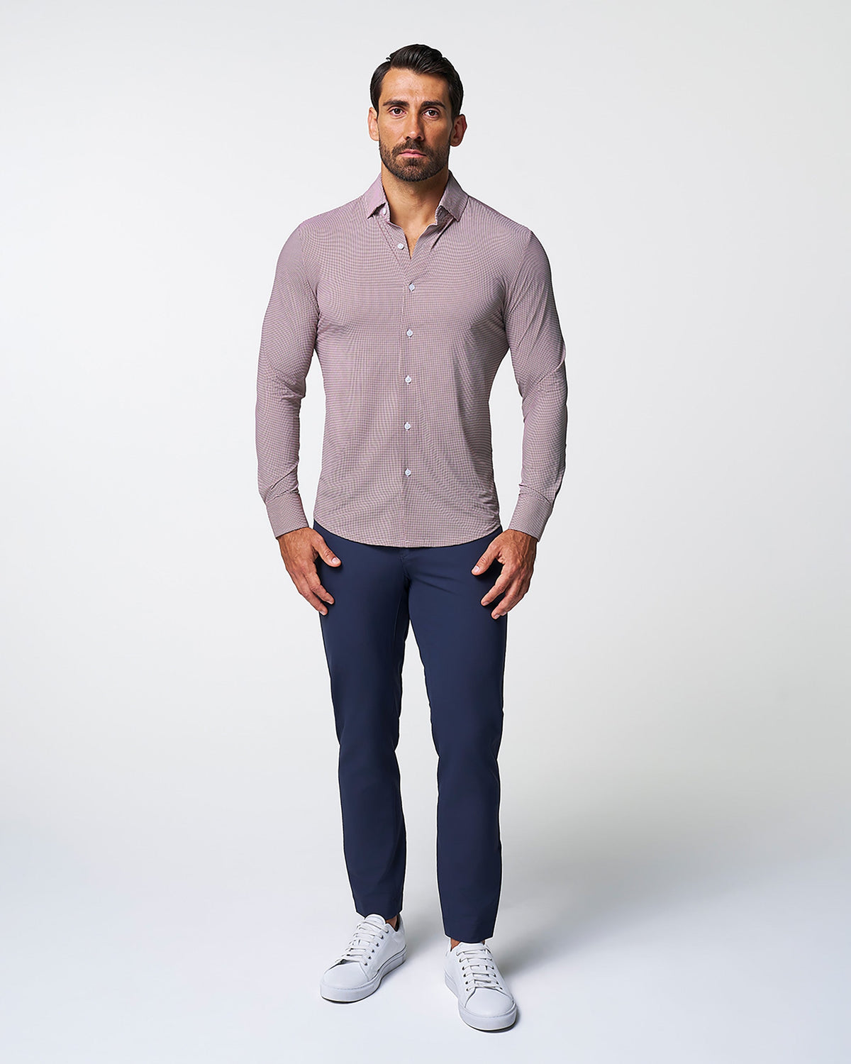 State & Liberty - "The Colt" Sport Shirt - Deep Purple Microcheck