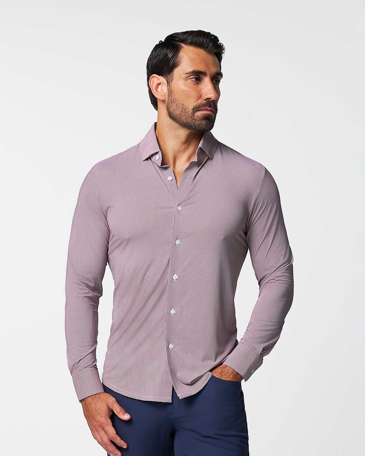 State & Liberty - "The Colt" Sport Shirt - Deep Purple Microcheck