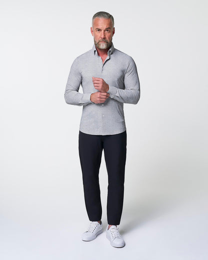 State & Liberty - "The Rolo" Sport Shirt - Light Grey Printed Linen