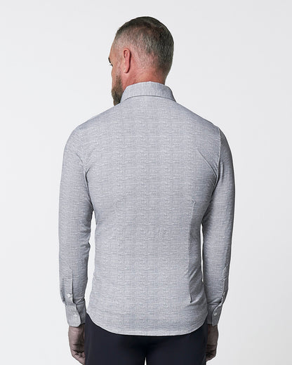 State & Liberty - "The Rolo" Sport Shirt - Light Grey Printed Linen