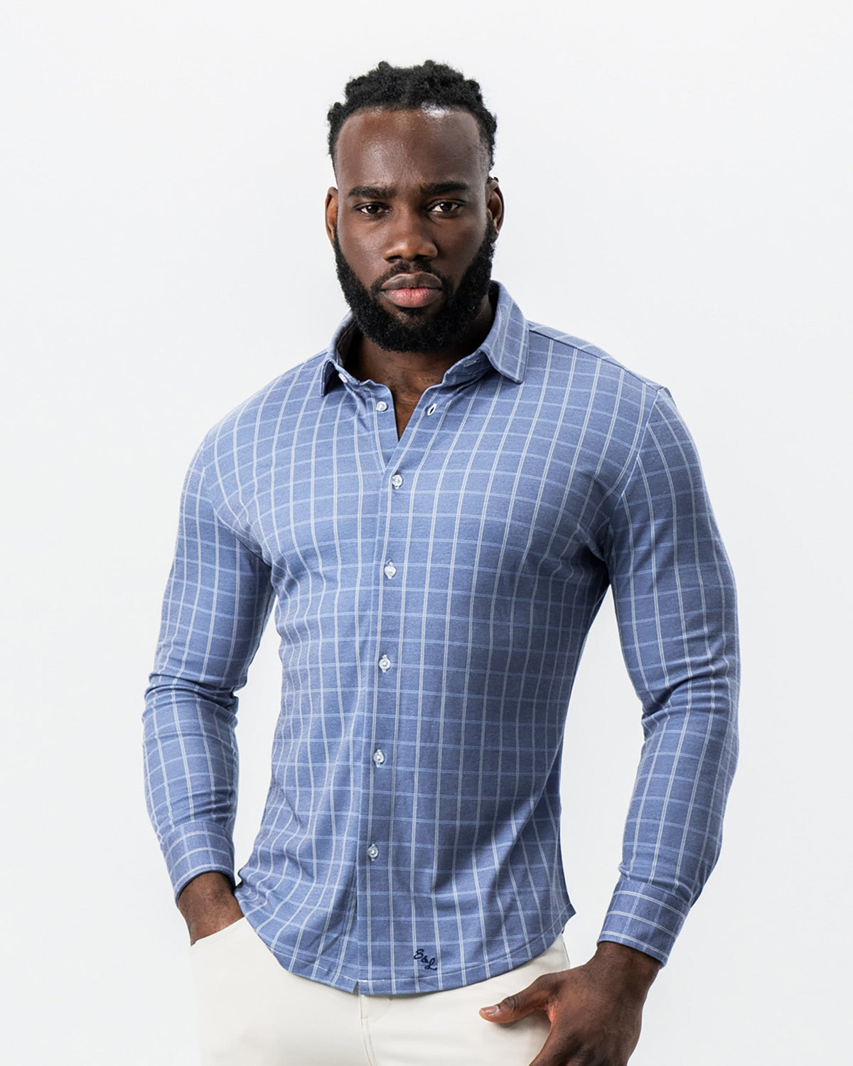 State & Liberty - "The Davy" Navy, Light Blue, and Cream Button Down