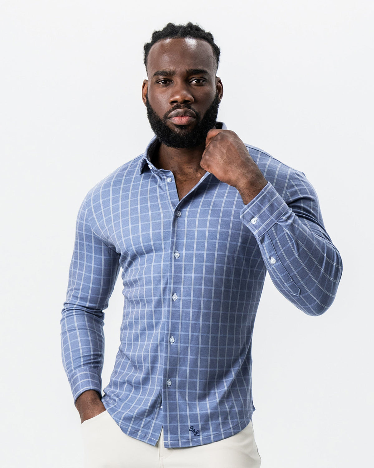 State & Liberty - "The Davy" Navy, Light Blue, and Cream Button Down