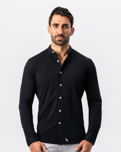 State & Liberty - Banded Collar Button Down - Black