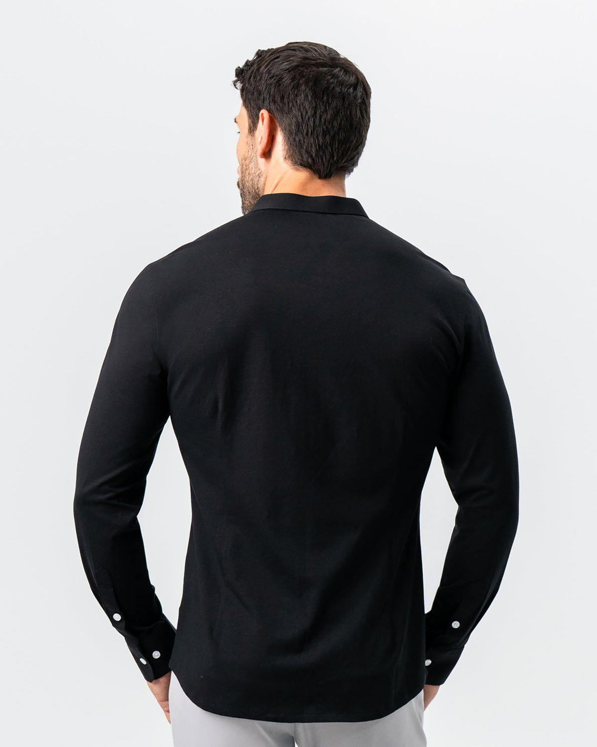 State & Liberty - Banded Collar Button Down - Black