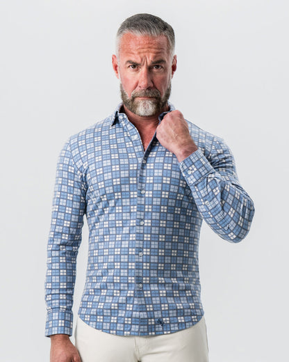 State & Liberty - "The Ellis" Blue, Tan & Teal Plaid Button Down