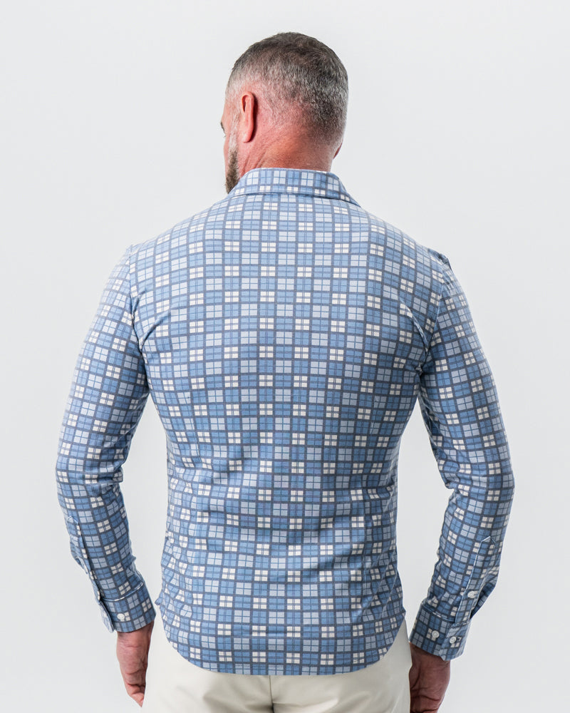 State & Liberty - "The Ellis" Blue, Tan & Teal Plaid Button Down
