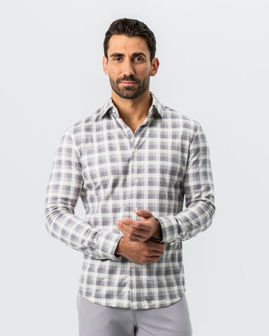 State & Liberty - "The Holden" Grey Plaid Button Down