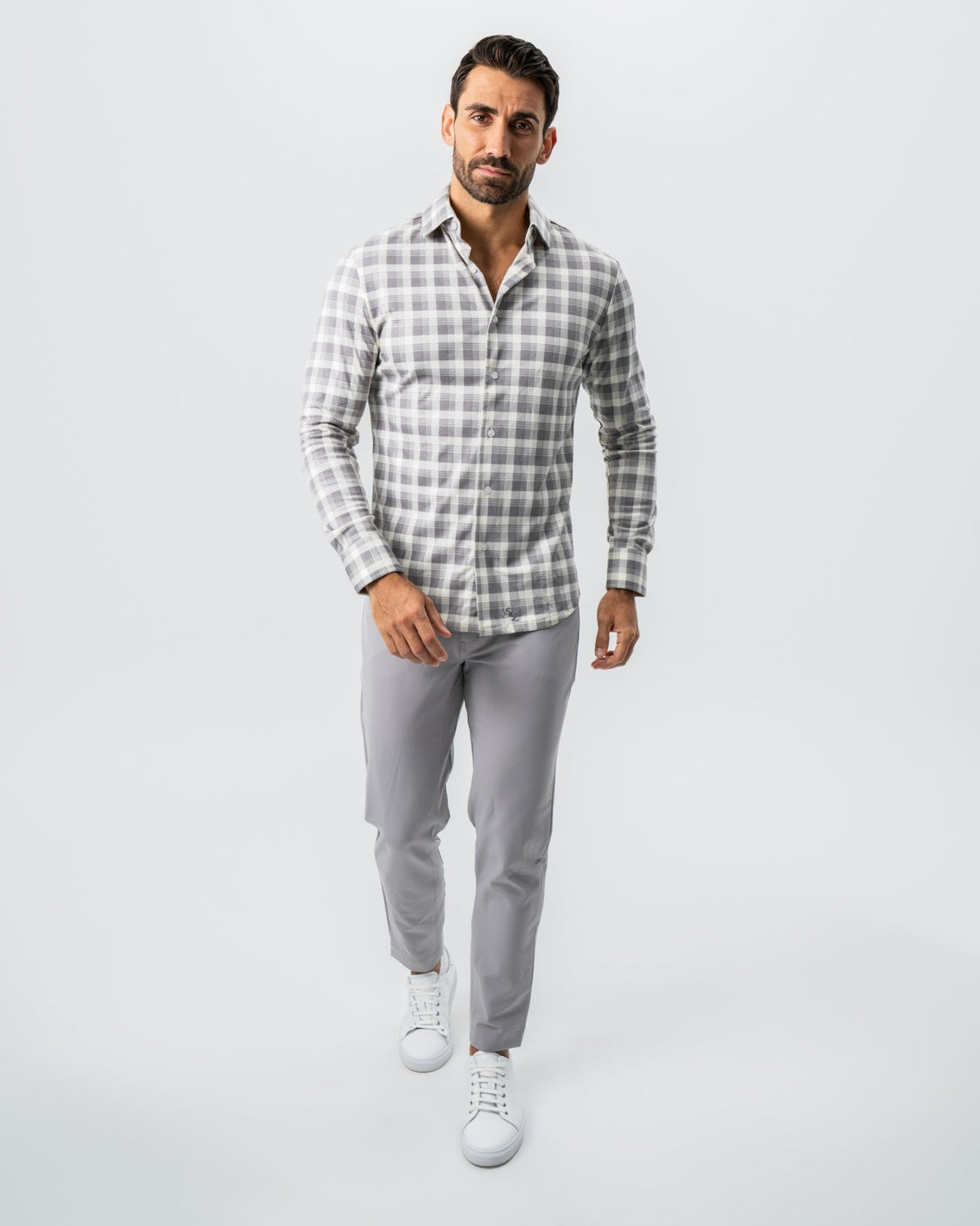 State & Liberty - "The Holden" Grey Plaid Button Down