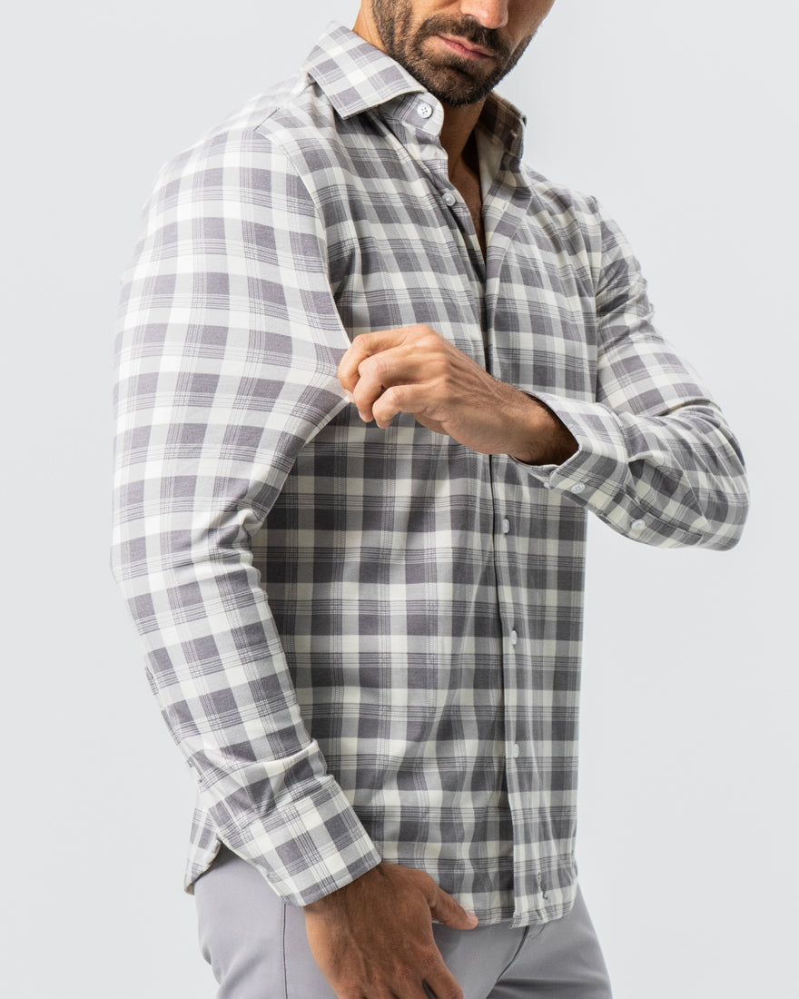 State & Liberty - "The Holden" Grey Plaid Button Down