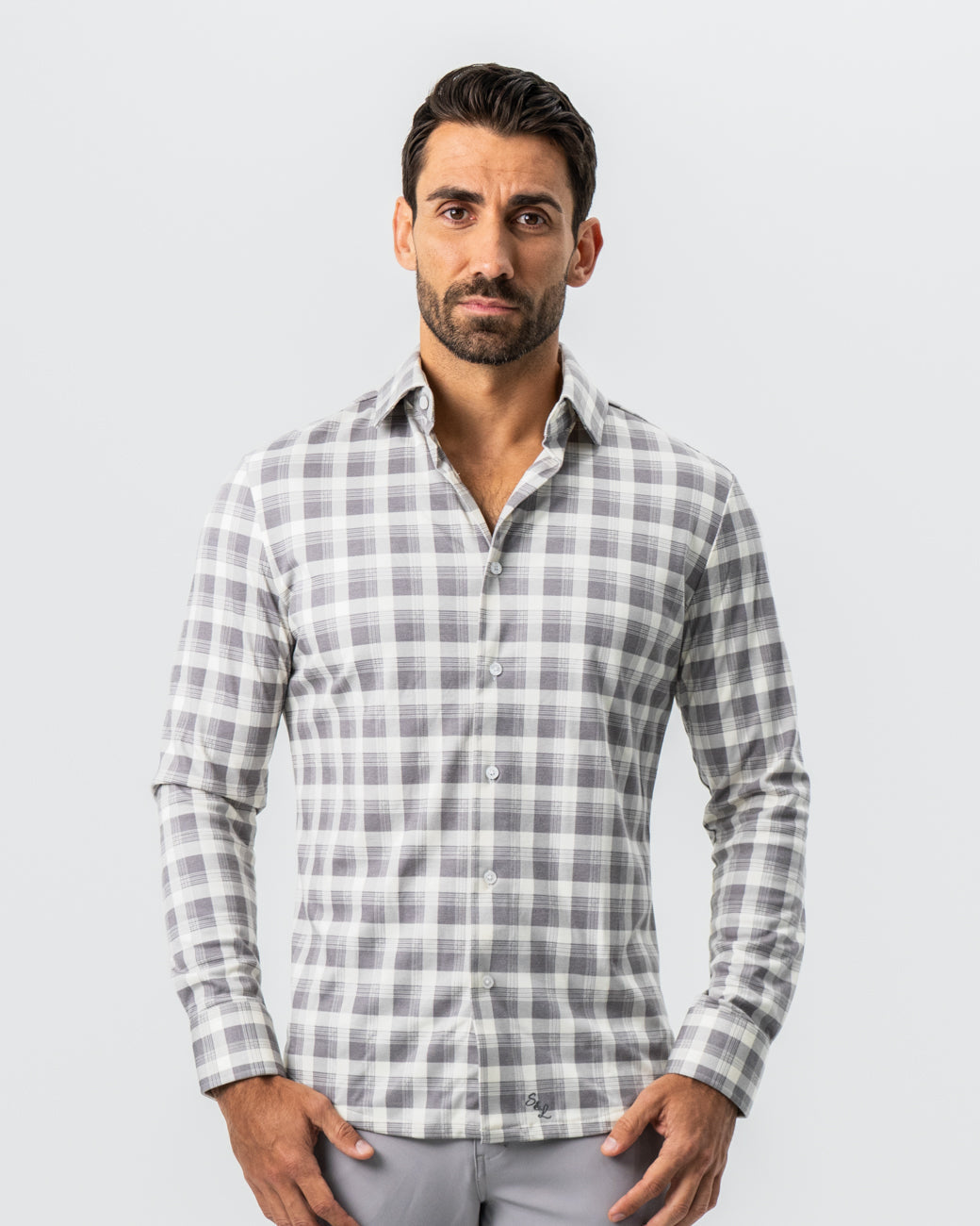 State & Liberty - "The Holden" Grey Plaid Button Down