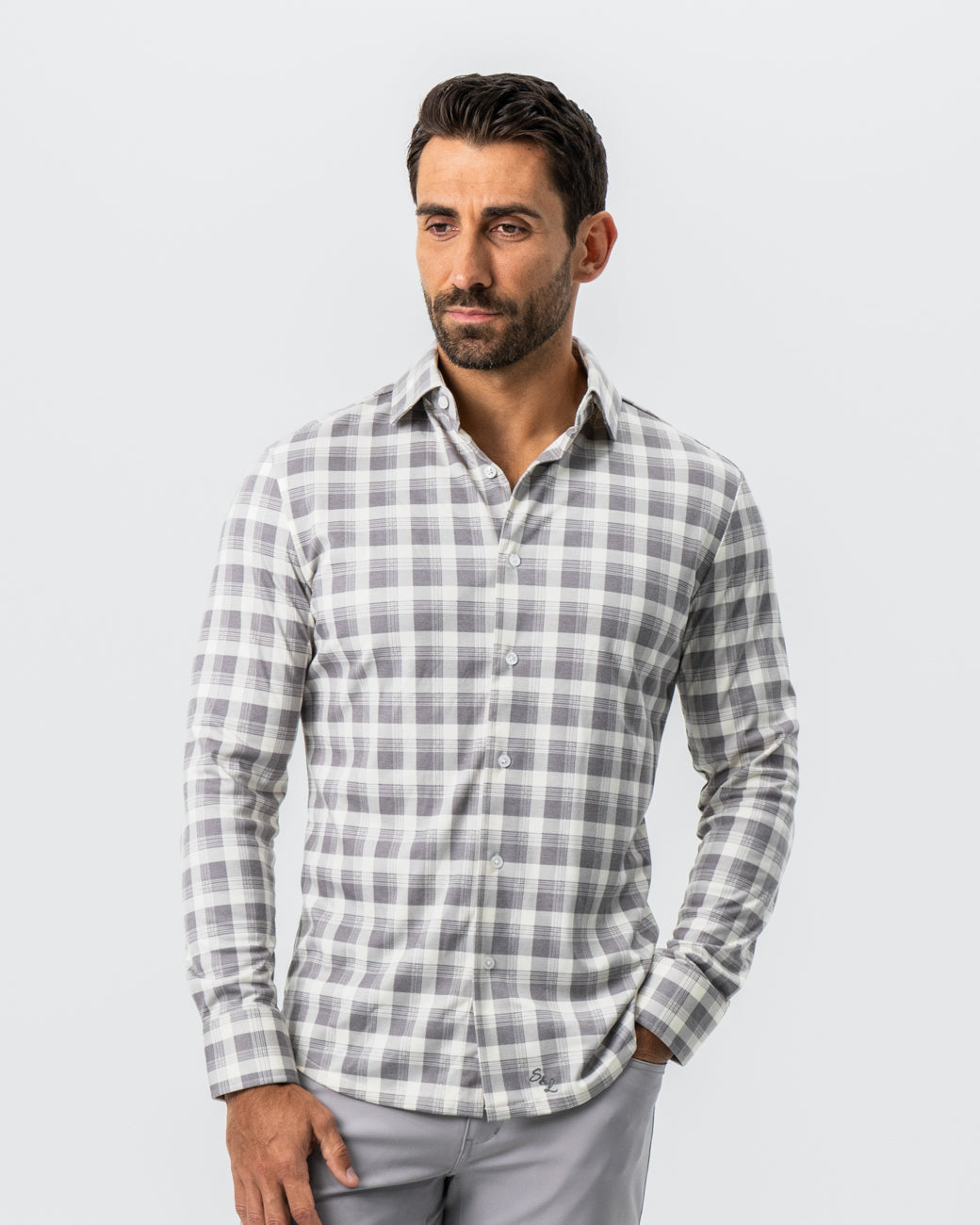 State & Liberty - "The Holden" Grey Plaid Button Down