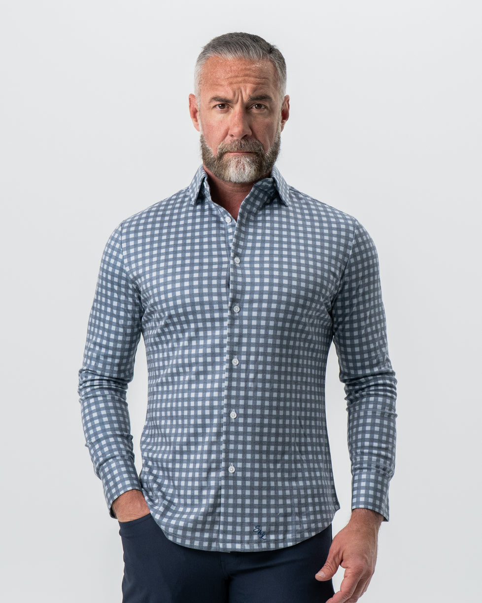 State & Liberty - "The Ace" Big Navy Check Button Down