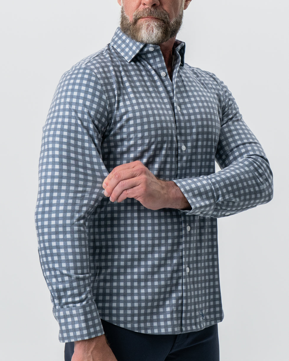 State & Liberty - "The Ace" Big Navy Check Button Down