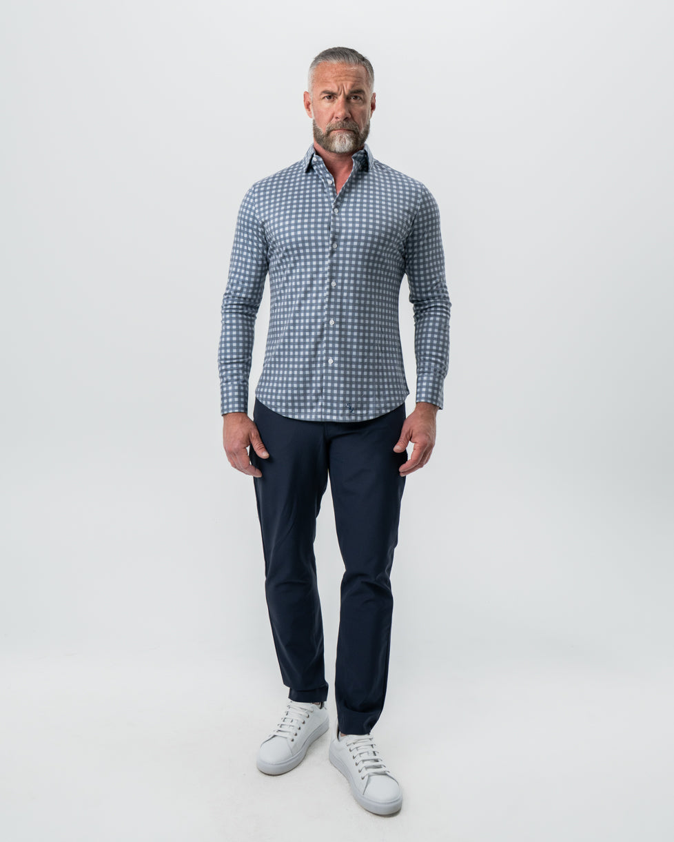 State & Liberty - "The Ace" Big Navy Check Button Down