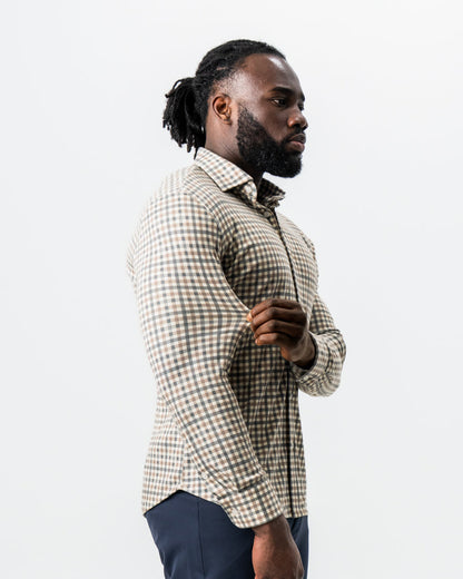 State & Liberty - "The Palmer" Brown, Grey, and White Gingham Button Down