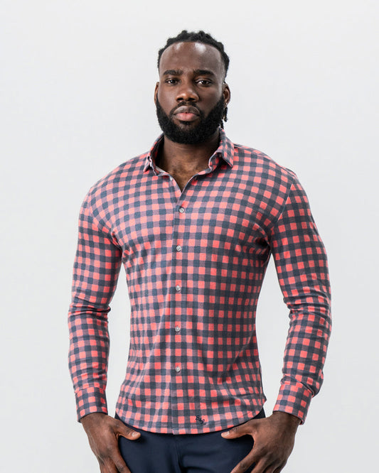 State & Liberty - "The Filson" Red & Navy Big Check Button Down