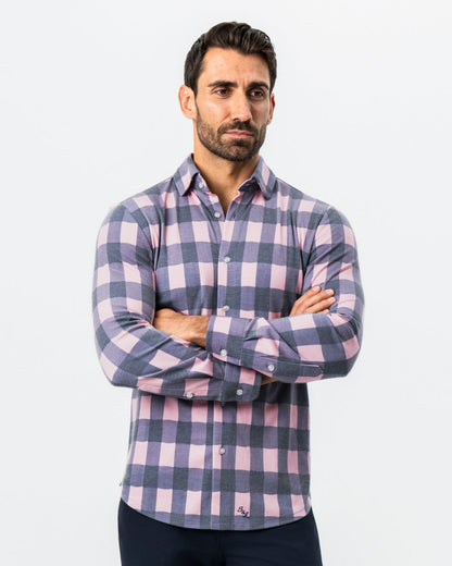 State & Liberty - "The Summers" Pink & Navy Check Button Down