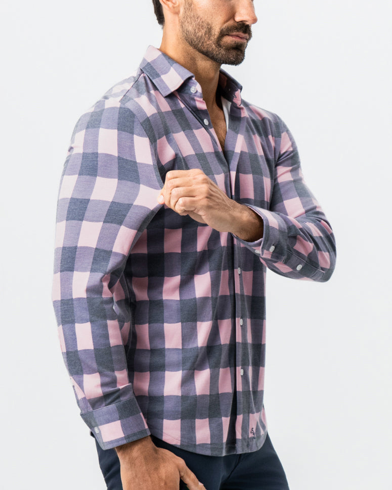 State & Liberty - "The Summers" Pink & Navy Check Button Down