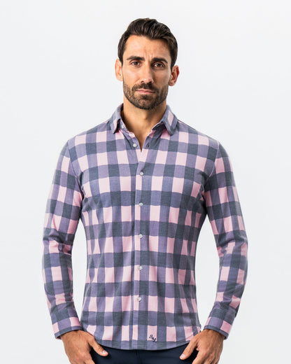 State & Liberty - "The Summers" Pink & Navy Check Button Down