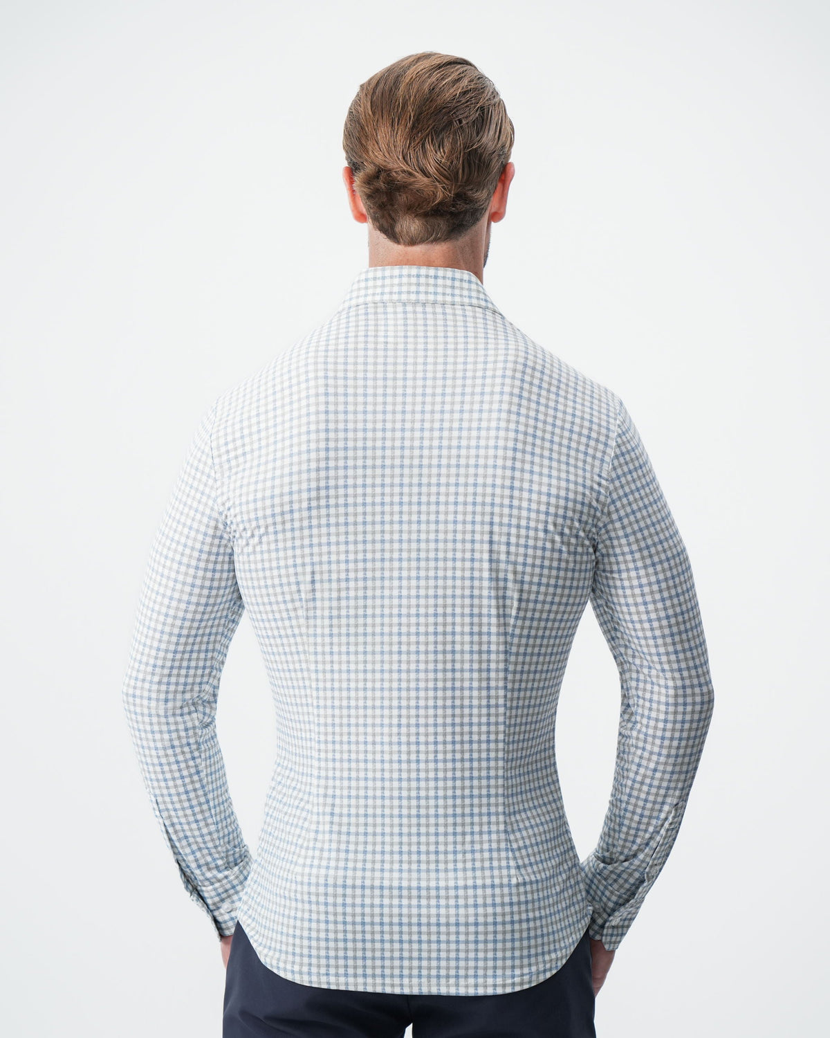 State & Liberty - "The Dime" Sport Shirt - White, Grey & Light Blue Windowpane