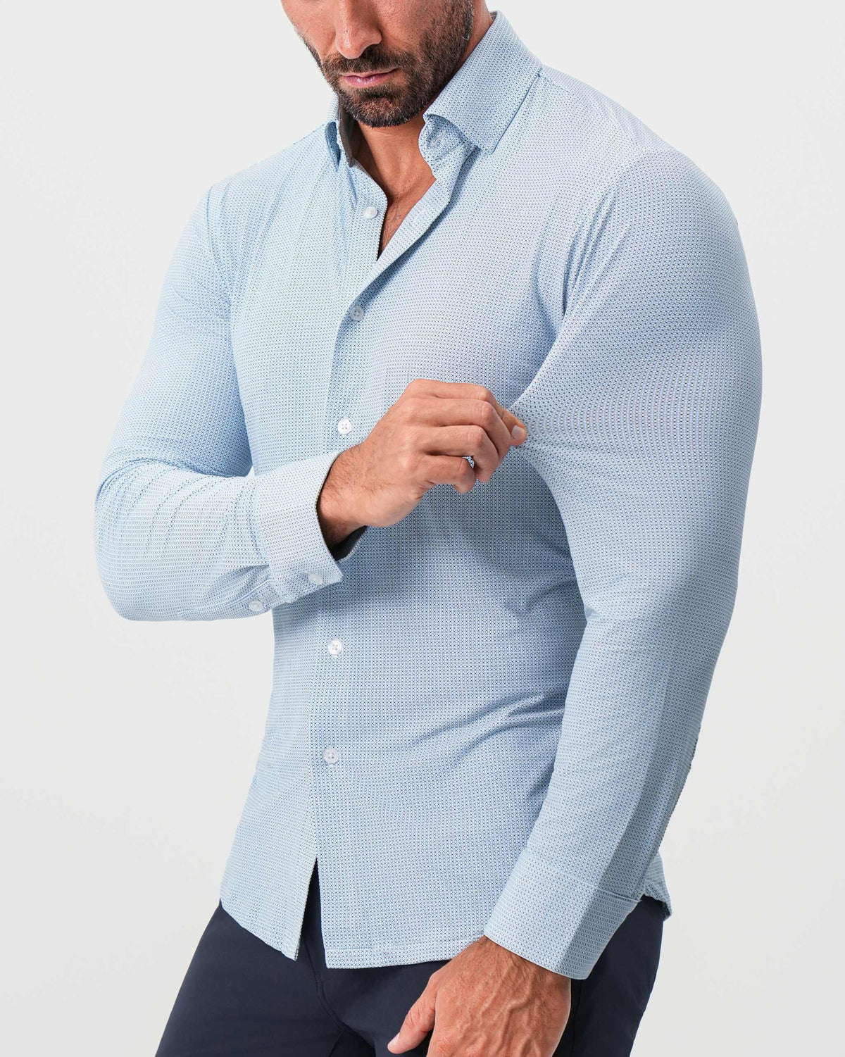 State & Liberty - "The Wesley" Sport Shirt - Geo Light Blue & White Diamond