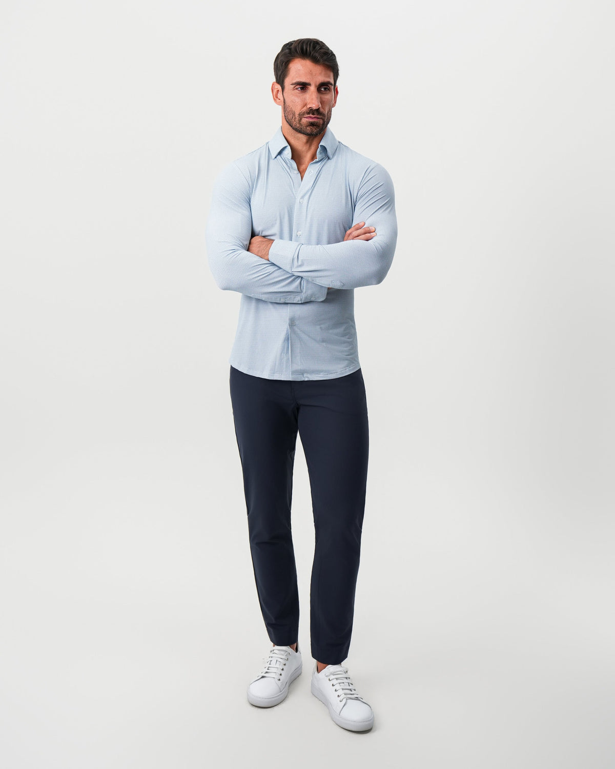 State & Liberty - "The Wesley" Sport Shirt - Geo Light Blue & White Diamond