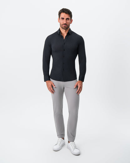 State & Liberty - "The Hartley" Sport Shirt - Black & Grey Bengal Stripe